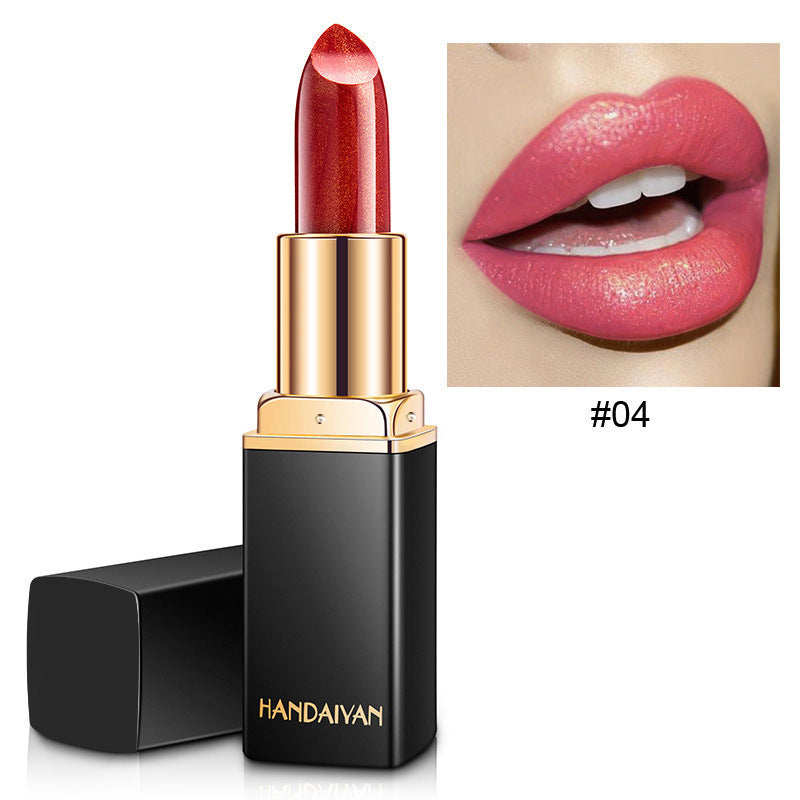 Metallic pearlescent temperature-variable lipstick