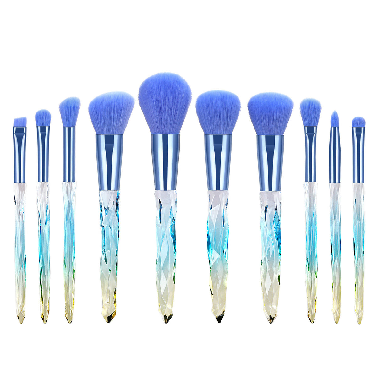 Ten diamond crystal makeup brushes