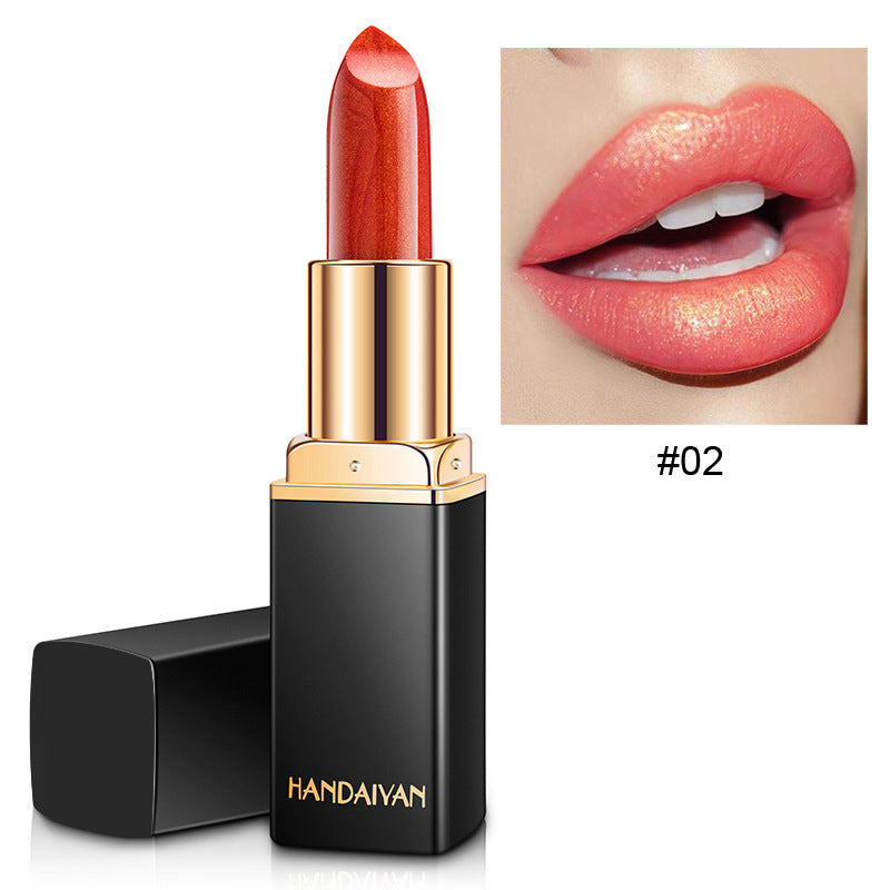 Metallic pearlescent temperature-variable lipstick