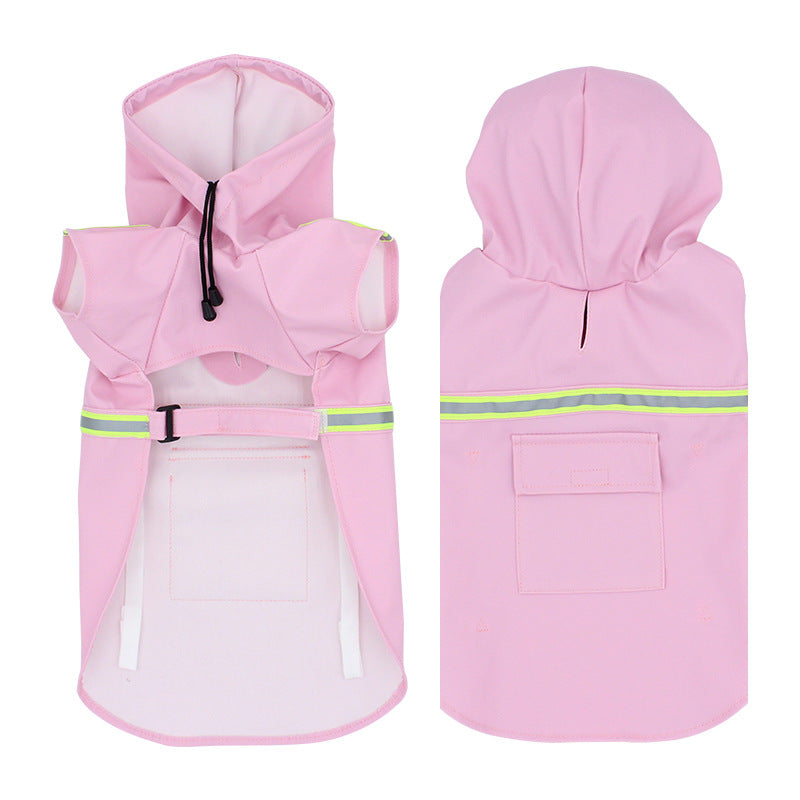 Hooded Dog Raincoat with Reflective Strips