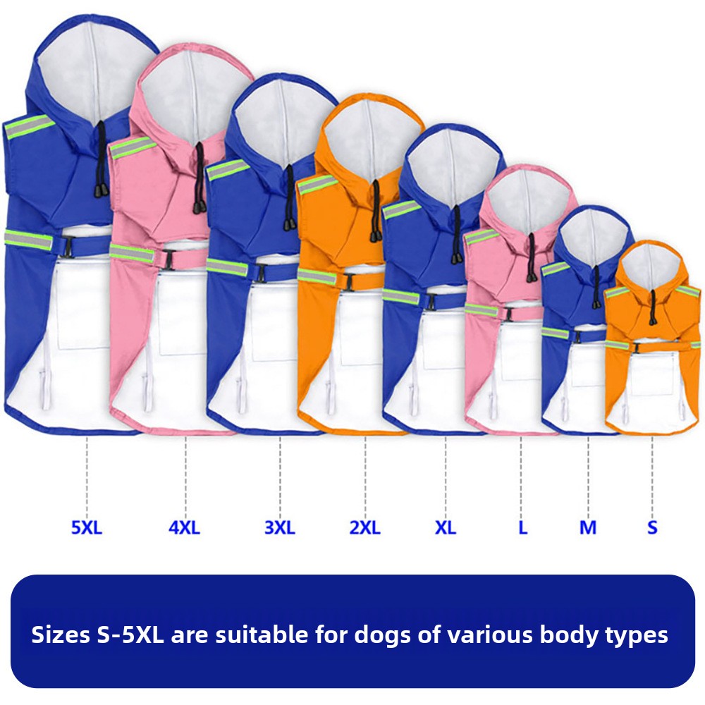 Hooded Dog Raincoat with Reflective Strips