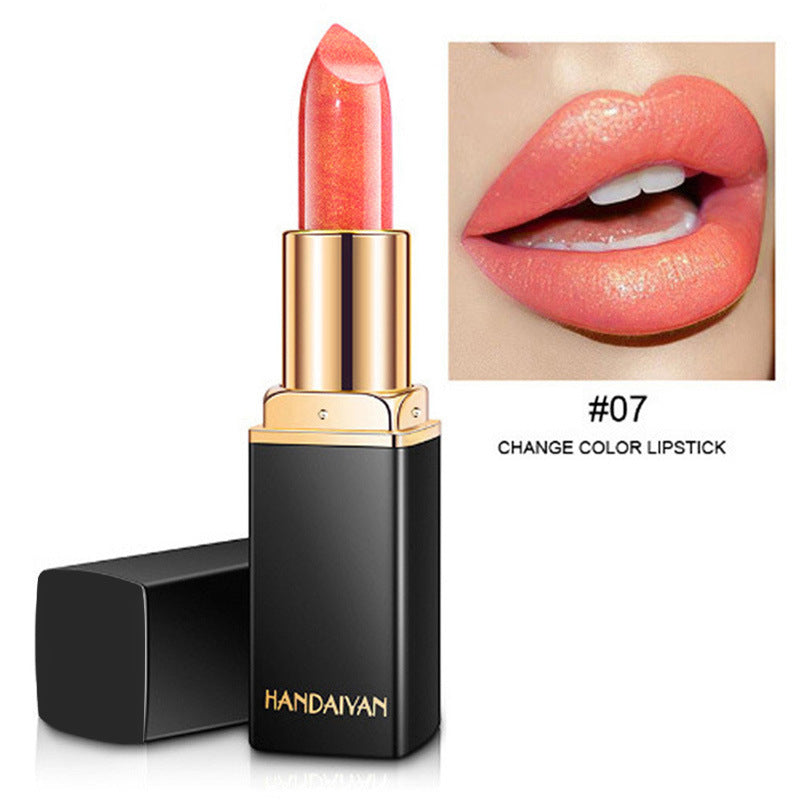 Metallic pearlescent temperature-variable lipstick