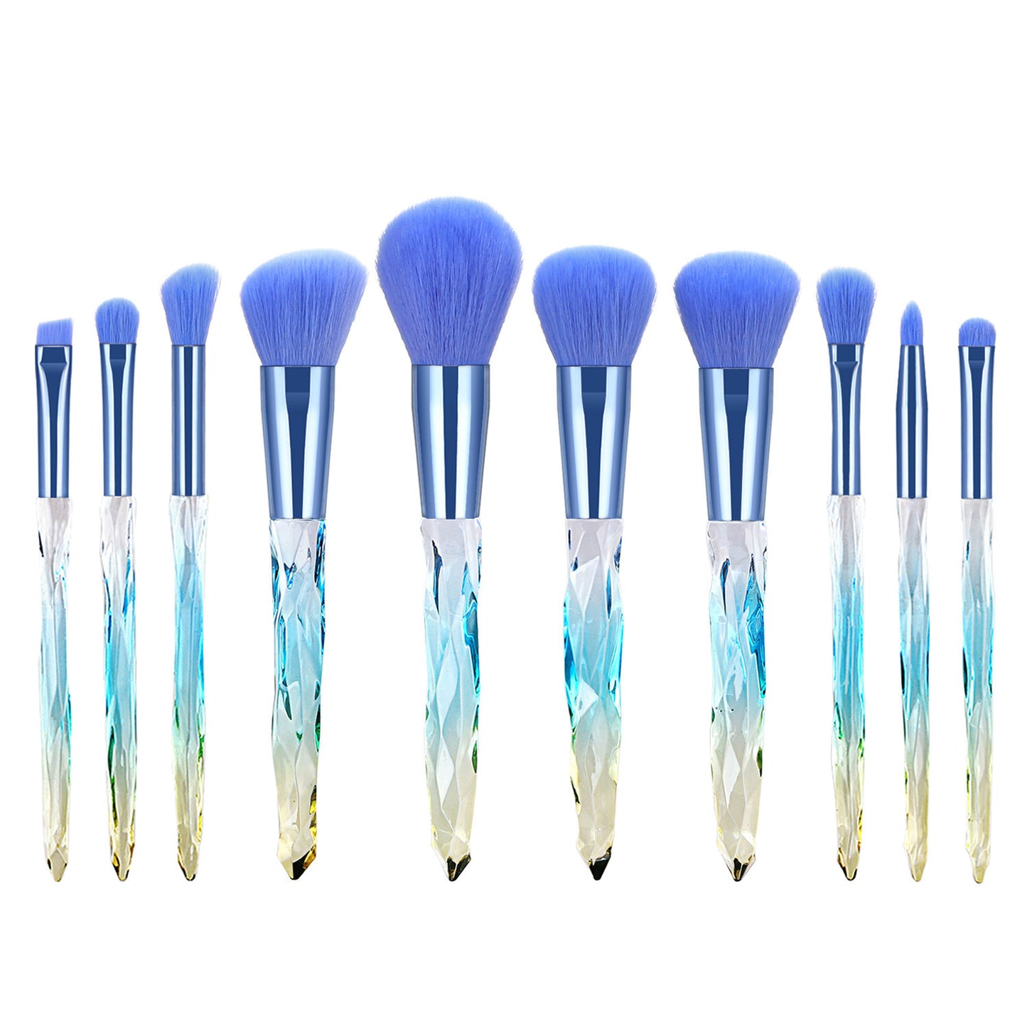 Ten diamond crystal makeup brushes