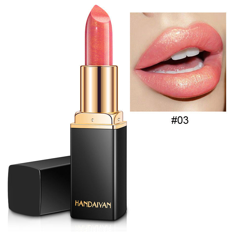 Metallic pearlescent temperature-variable lipstick