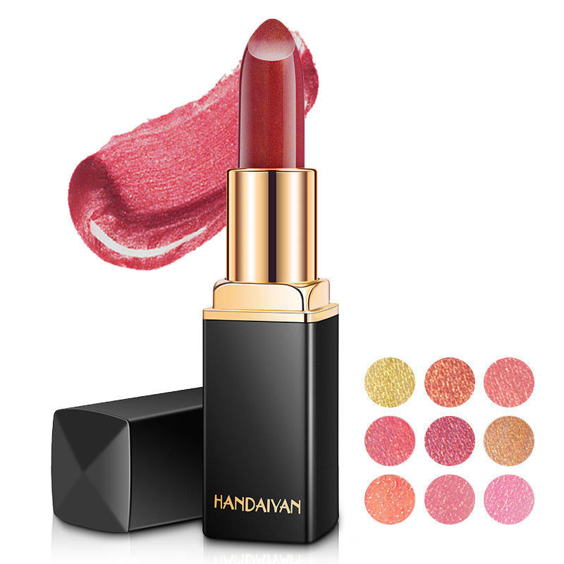 Metallic pearlescent temperature-variable lipstick