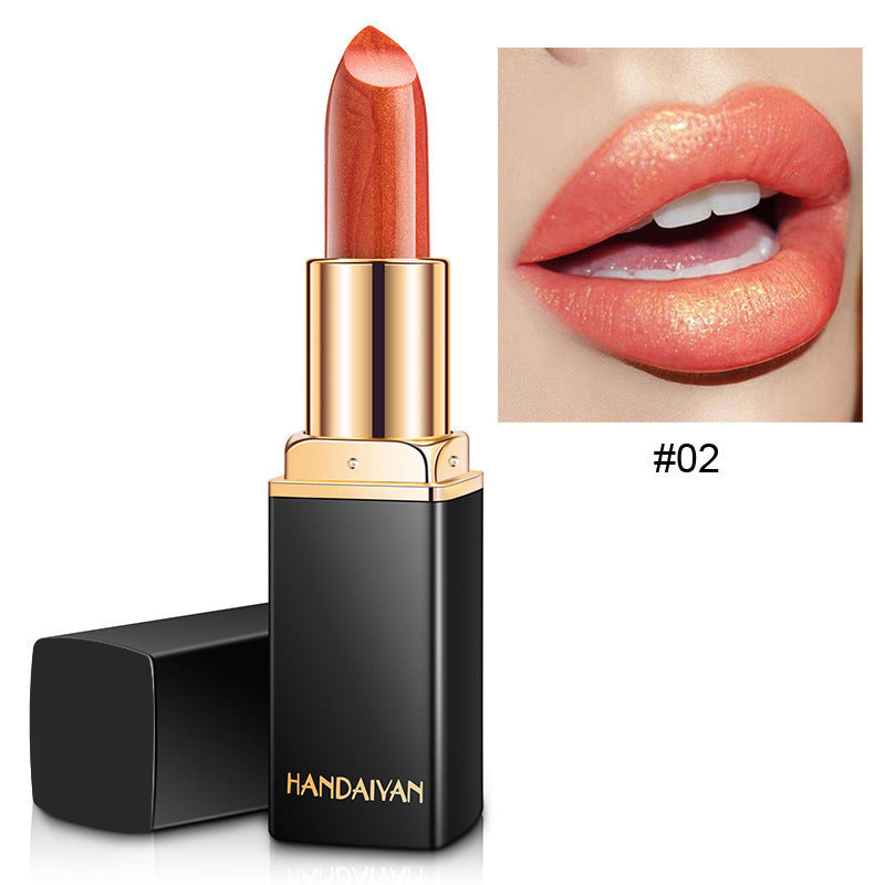 Metallic pearlescent temperature-variable lipstick