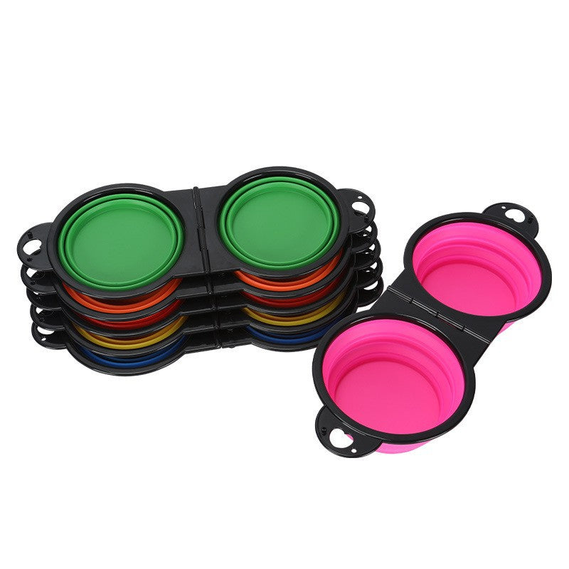 Portable Foldable Double Pet Bowl