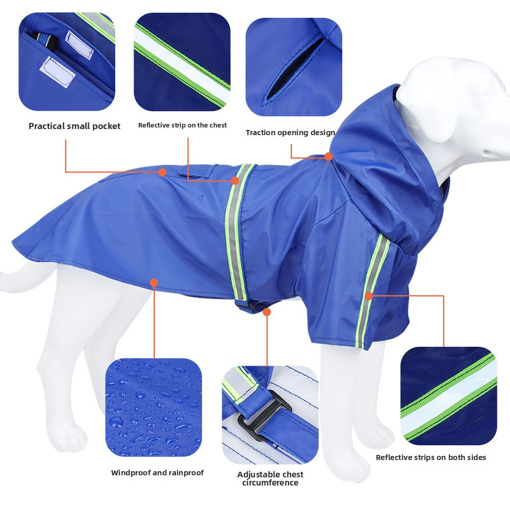 Hooded Dog Raincoat with Reflective Strips