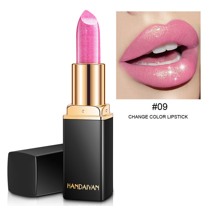 Metallic pearlescent temperature-variable lipstick