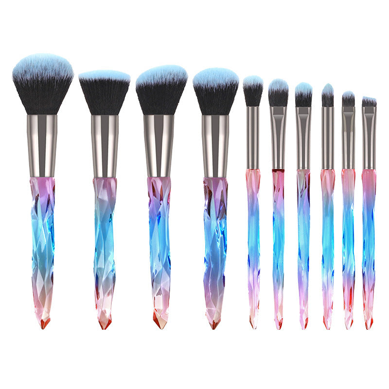 Ten diamond crystal makeup brushes