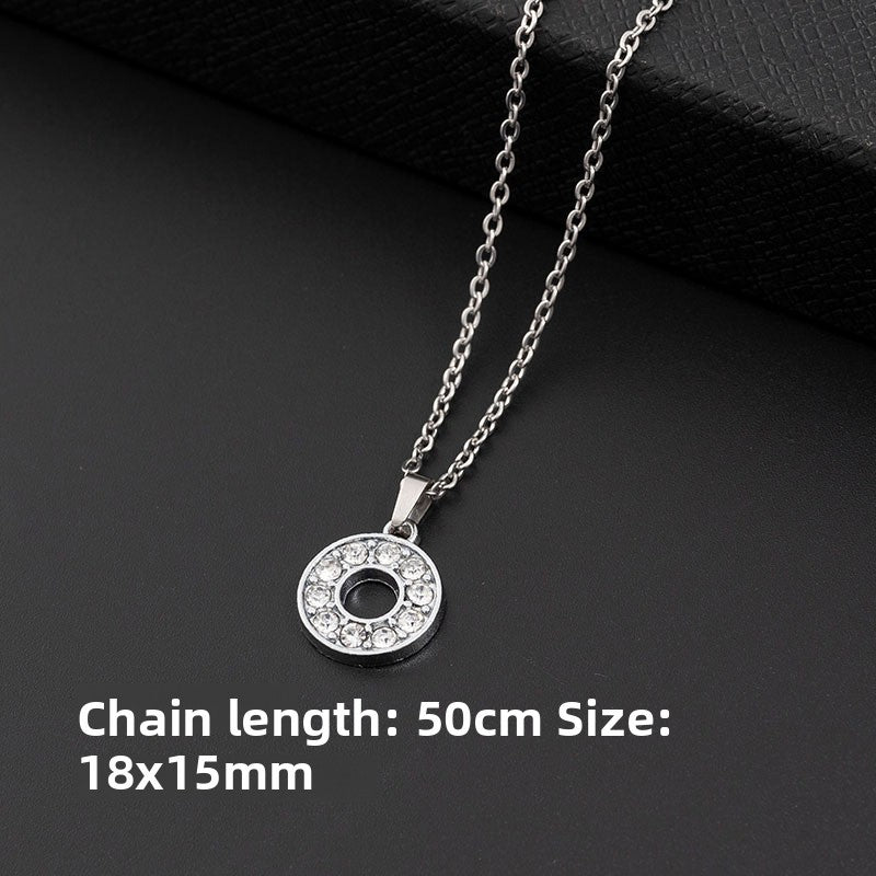 Stainless Steel Letter Necklace with Diamond Pendant