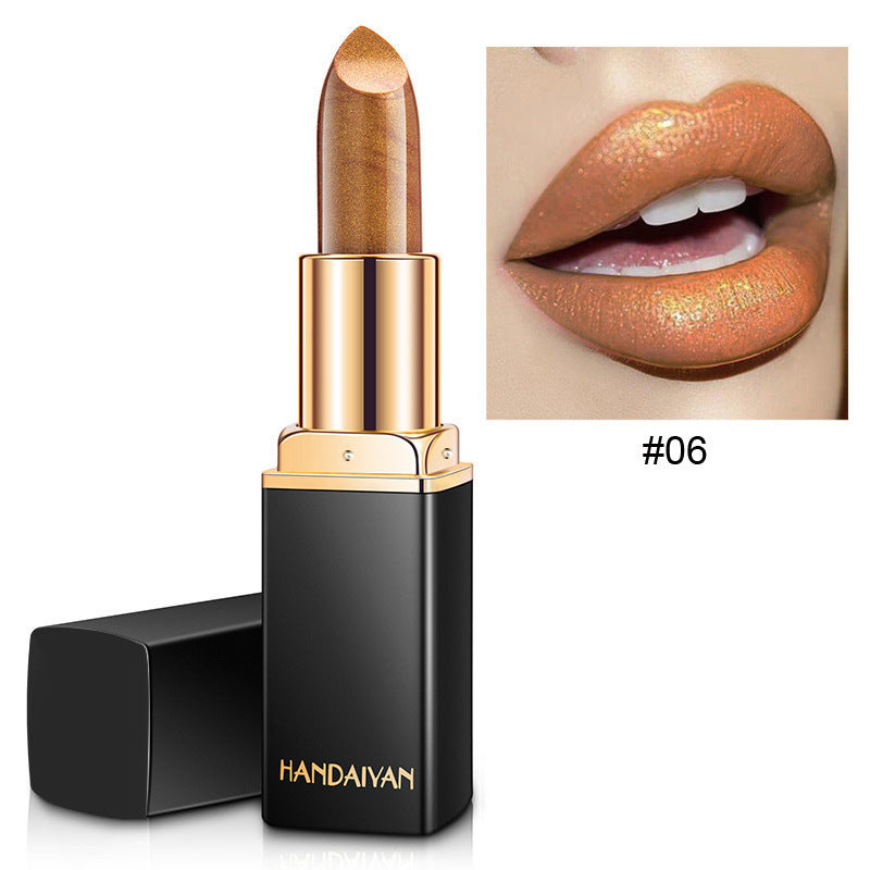 Metallic pearlescent temperature-variable lipstick