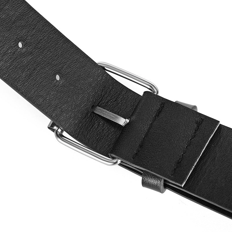 Decorative Rivet Wide Leather Belt