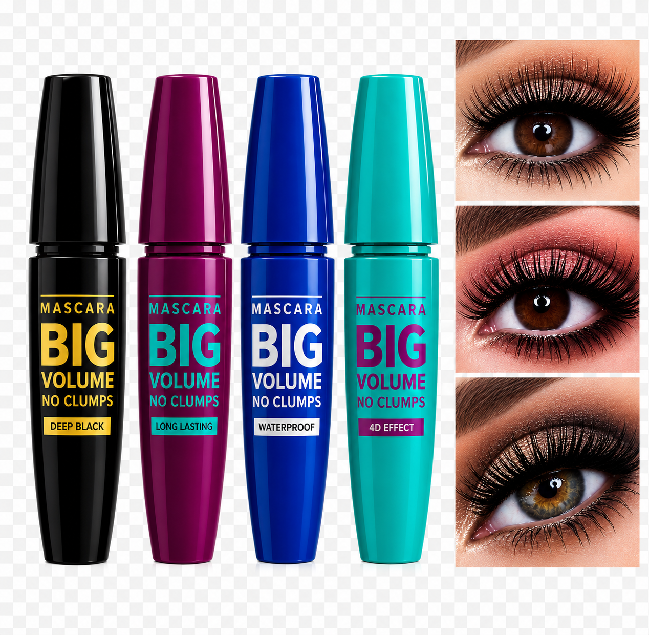 4D Black Mascara Thickening Lengthening Waterproof Fiber Mascara Long Lasting Eyelash Makeup Waterproof Liquid Fiber Mascara