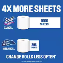 Bathroom Tissue 1000 Septic-Safe 1-Ply - 4 Rolls: 1000 Sheets Per Roll for Everyday Household Use