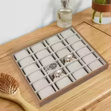 24 Slots Walnut Grain Watch Tray, Semi Open Watch Organizer with Removable Cushions, Jewelry Display Storage Box for Watches Rings