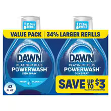 Dish Soap Spray Refill Fresh Scent 16 oz Grease Cleaning Suds for Everyday Kitchen Dishes No Soak Needed
