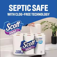 Bathroom Tissue 1000 Septic-Safe 1-Ply - 4 Rolls: 1000 Sheets Per Roll for Everyday Household Use