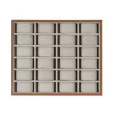 24 Slots Walnut Grain Watch Tray, Semi Open Watch Organizer with Removable Cushions, Jewelry Display Storage Box for Watches Rings