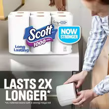 Bathroom Tissue 1000 Septic-Safe 1-Ply - 4 Rolls: 1000 Sheets Per Roll for Everyday Household Use
