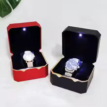 Luxury Octagon Flannel Watch Jewelry Case with LED Light Single Watch Case Jewelry Display Storage Gift Protective Box