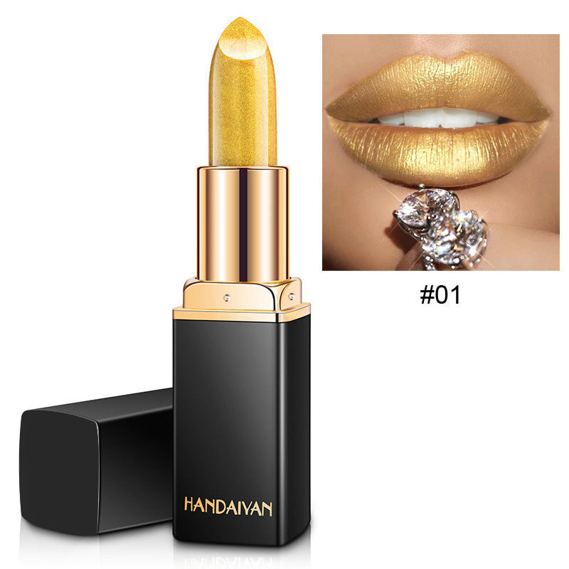 Metallic pearlescent temperature-variable lipstick