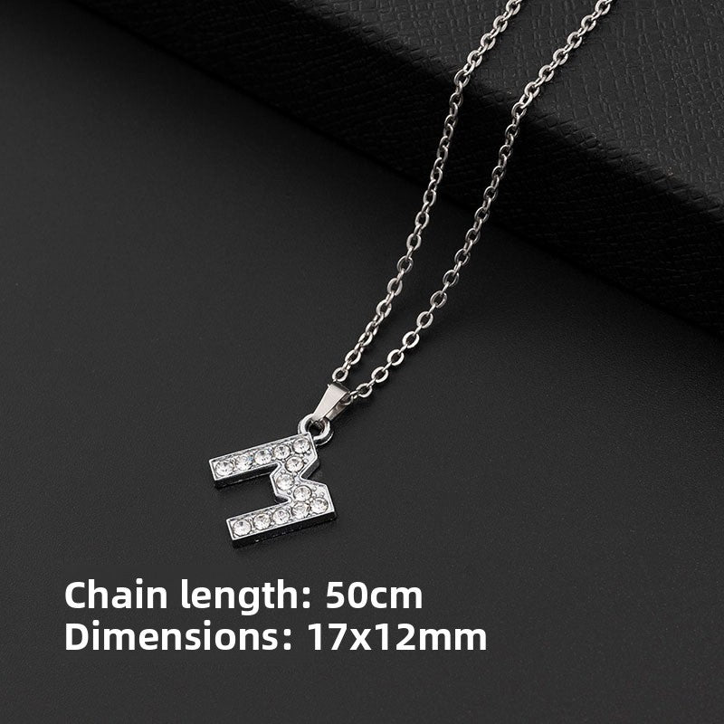 Stainless Steel Letter Necklace with Diamond Pendant