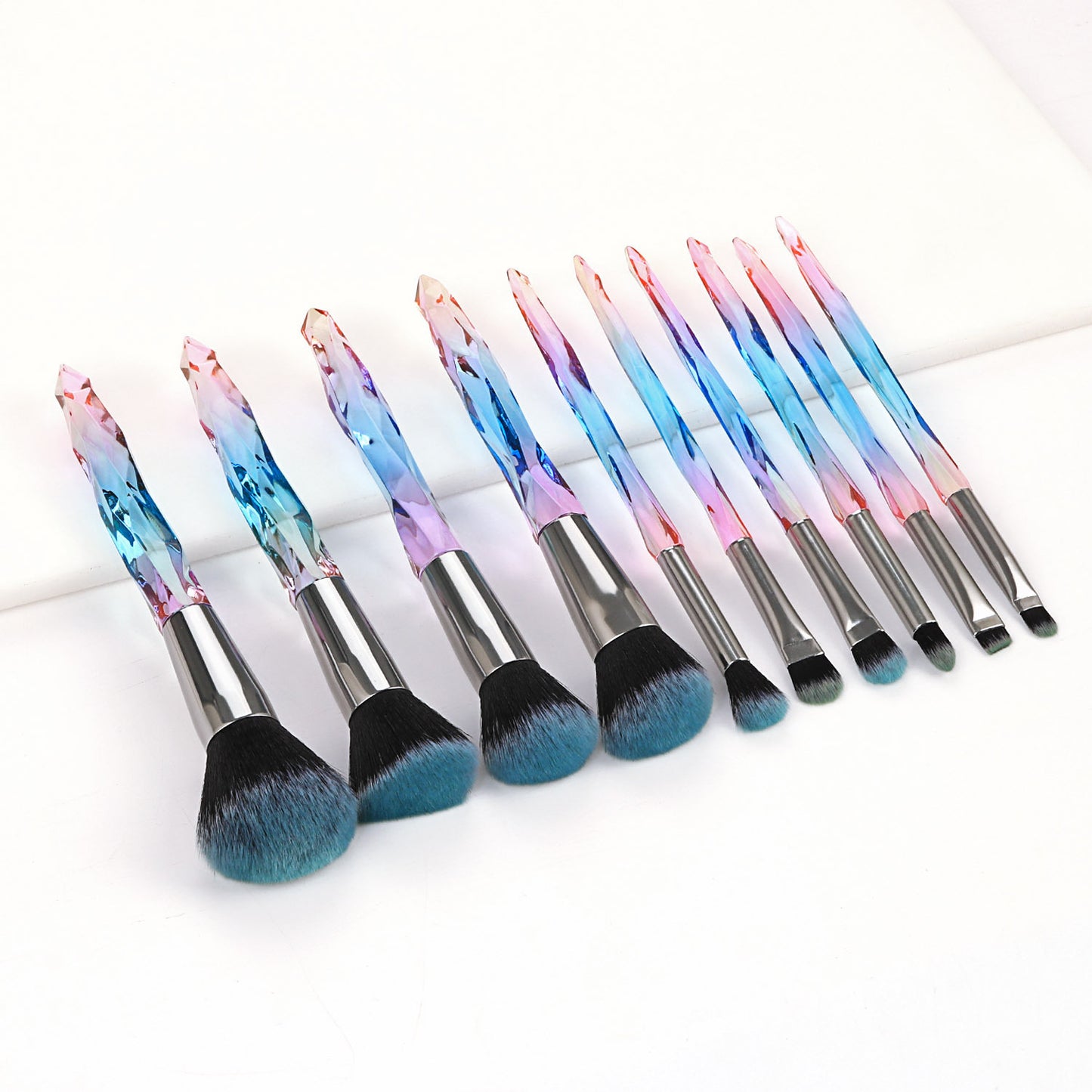 Ten diamond crystal makeup brushes