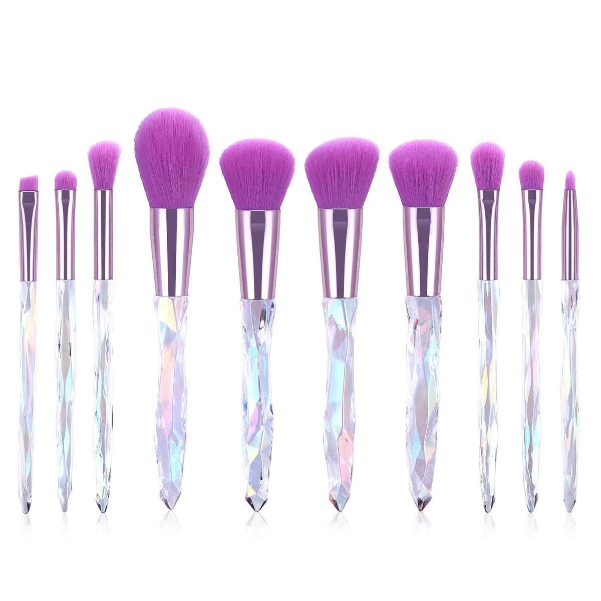 Ten diamond crystal makeup brushes