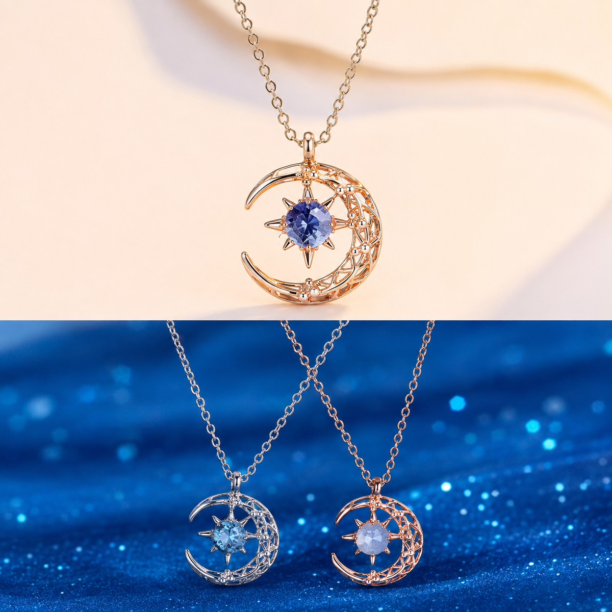 LATS Star Moon Pendant Necklaces for Women Simple Clavicle Chain Fashion Jewelry Accessories