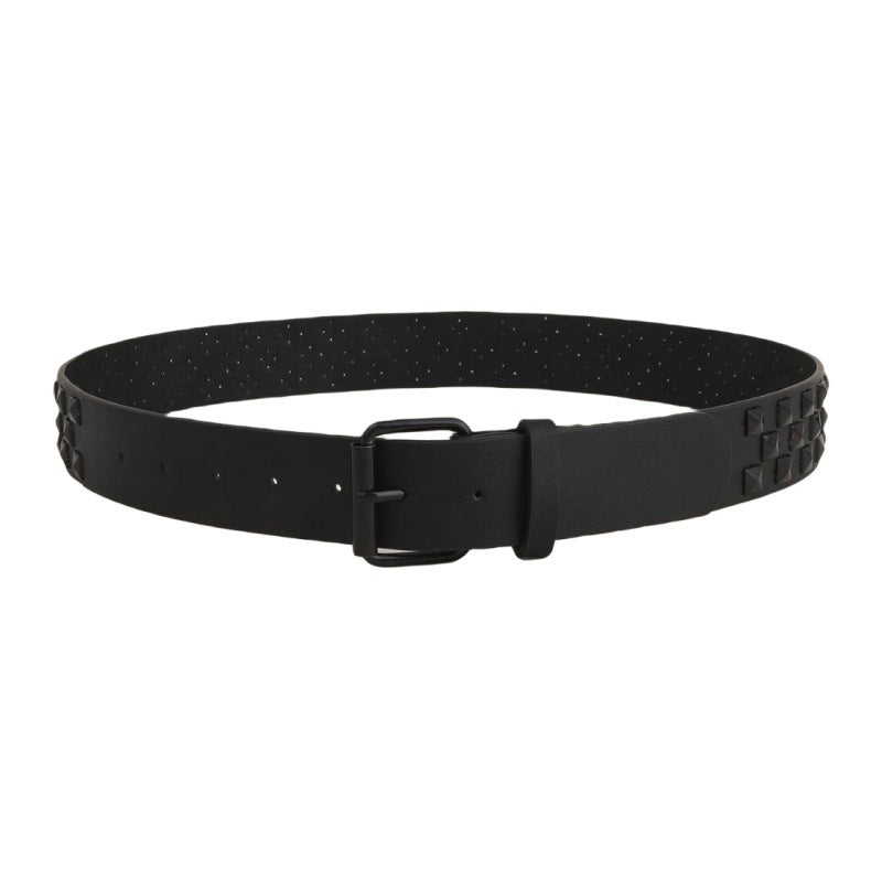 Decorative Rivet Wide Leather Belt