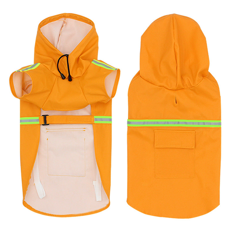Hooded Dog Raincoat with Reflective Strips