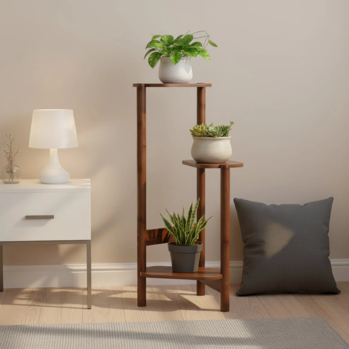 Bamboo Plant Stands for Indoor Plants, Tall Plant Stands for Corner Plant Shelf Multiple Flower Holder for Indoor Outdoor Garden